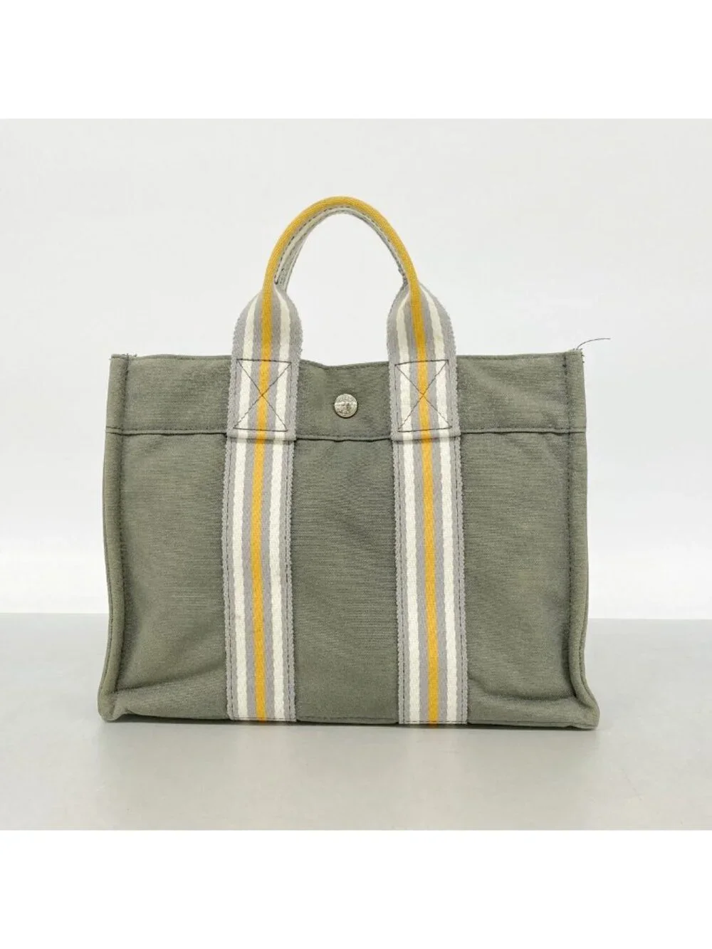 Hermes Tote Fourre Tout PM Canvas Gray Silver